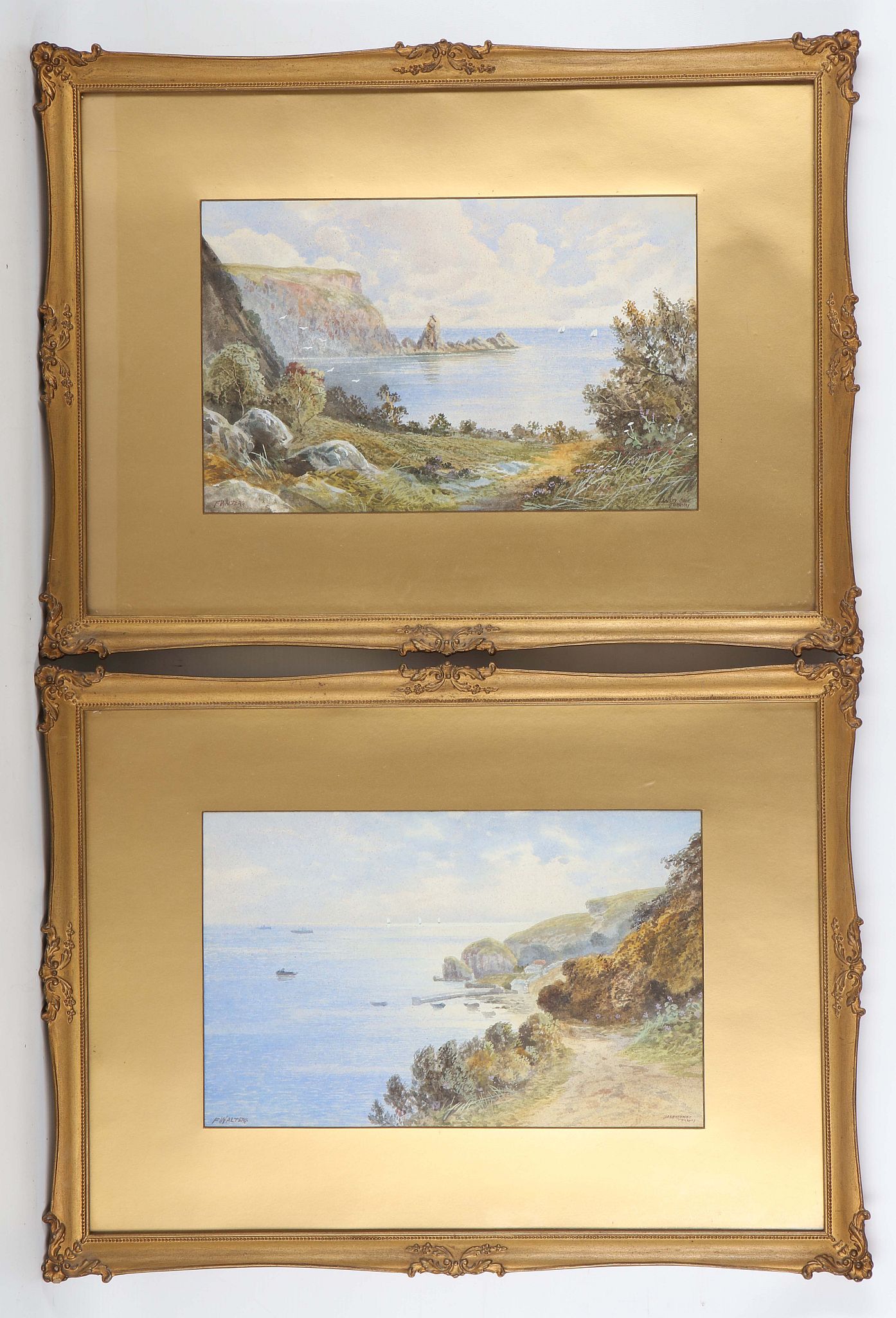 F. Walters, English school. A pair of early 20th Century watercolour coastal views of Torquay by