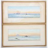 J. Malherron, British school. A pair of early 20th Century marine views, one with sealing old