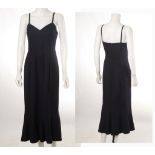 CHANEL NAVY BLUE COTTON DRESS, dated 1993, simple fishtail design with spaghetti straps, size 40 (UK