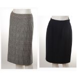 CHRISTIAN DIOR HOUNDS-TOOTH WOOL SKIRT, pink stitching and silk lined, size UK 8, together with a