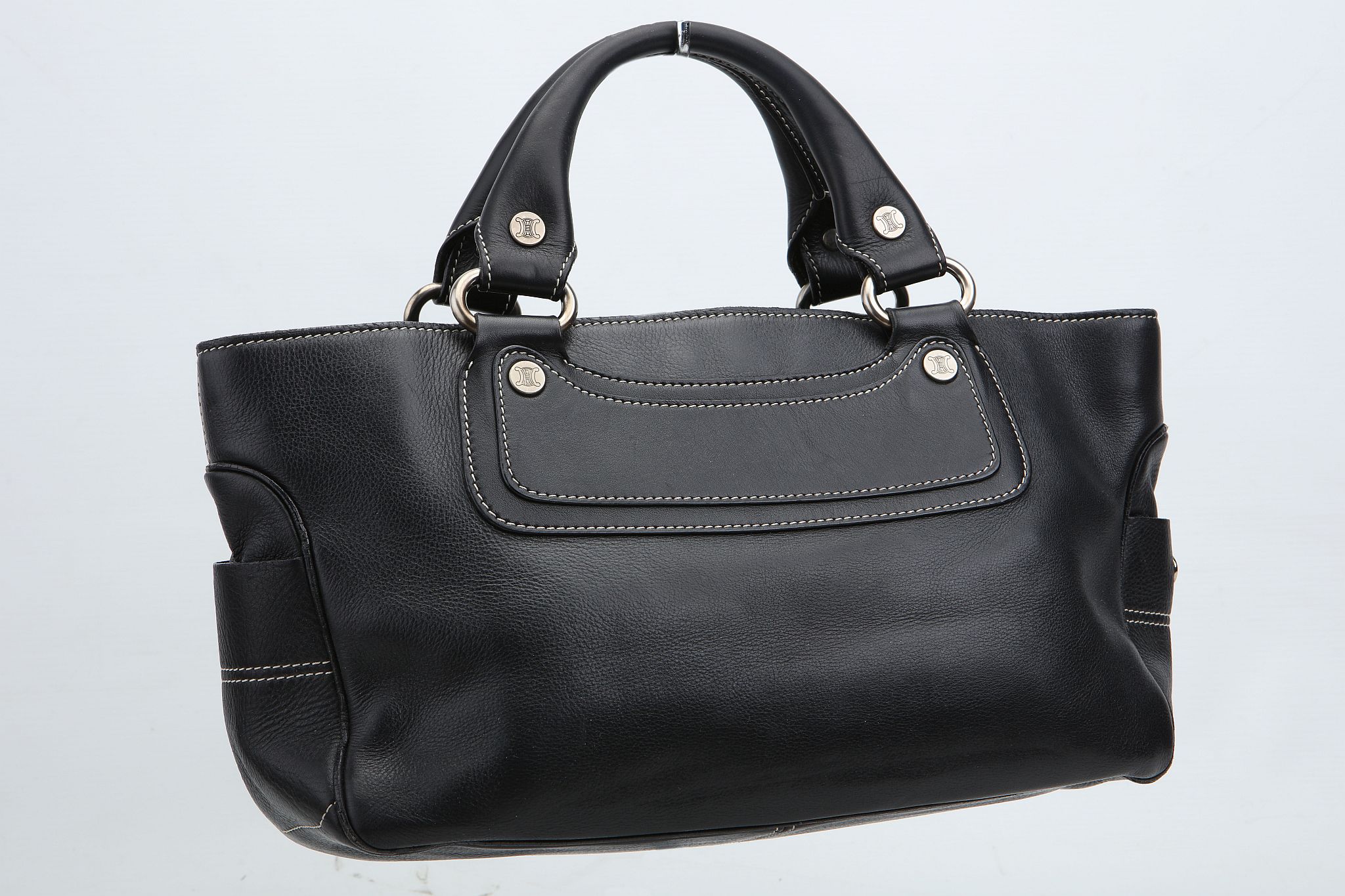 CELINE BOOGIE BAG, black leather with white stitching, 35cm wide, 30cm high, with dust bag - Image 4 of 12