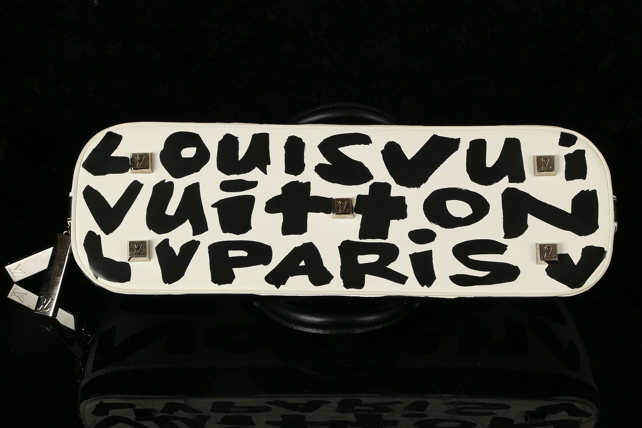 LOUIS VUITTON STEPHEN SPROUSE EAST/WEST ALMA BAG, date code for 2001, black and white graffiti - Image 11 of 14