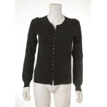 LOUIS VUITTON DARK GREY CASHMERE/SILK MIX CARDIGAN, small brass buttons, size L