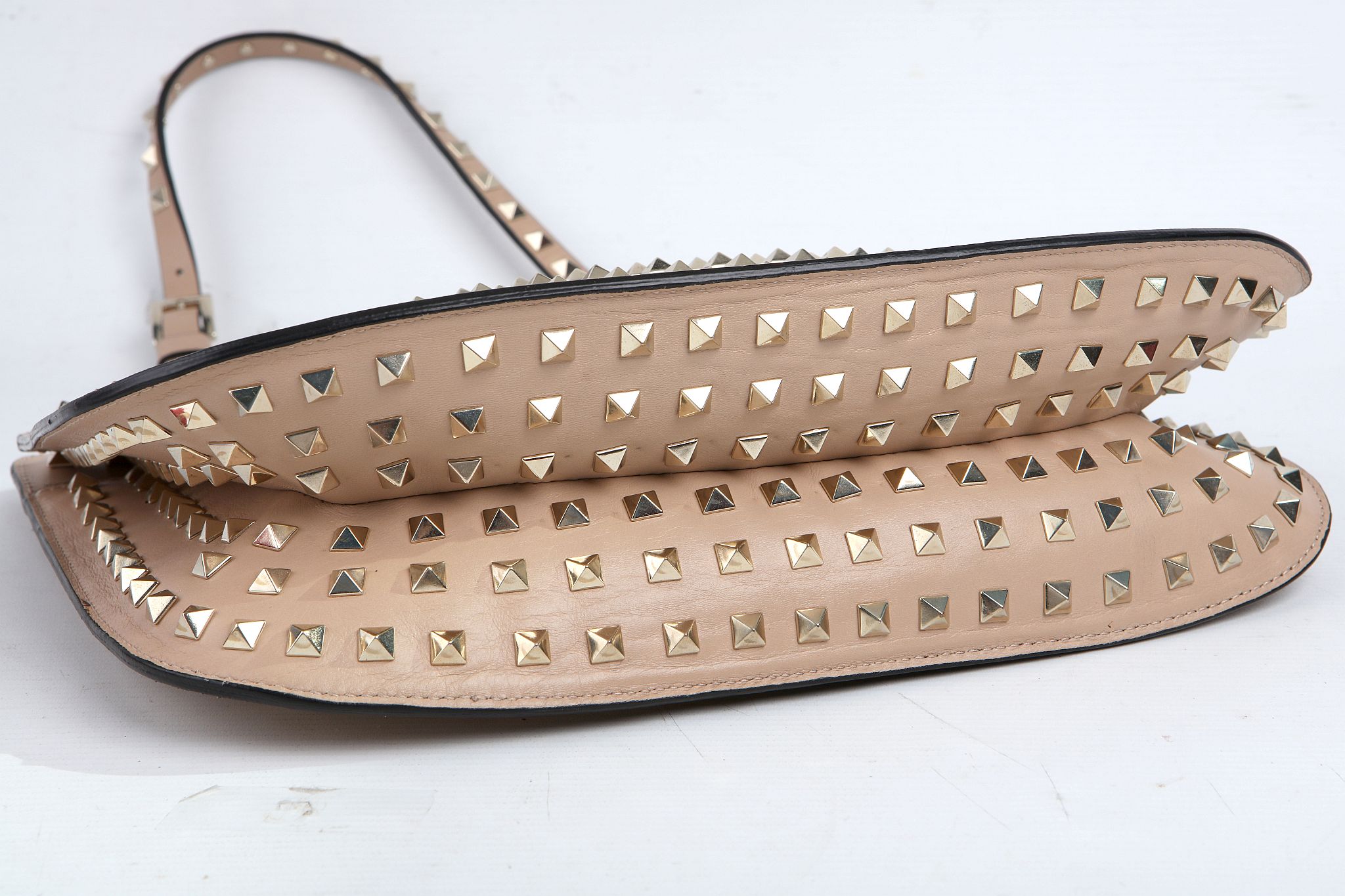 VALENTINO ROCKSTUD SHOULDER BAG, nude leather with all over chrome stud decoration, 32cm wide, - Image 8 of 12