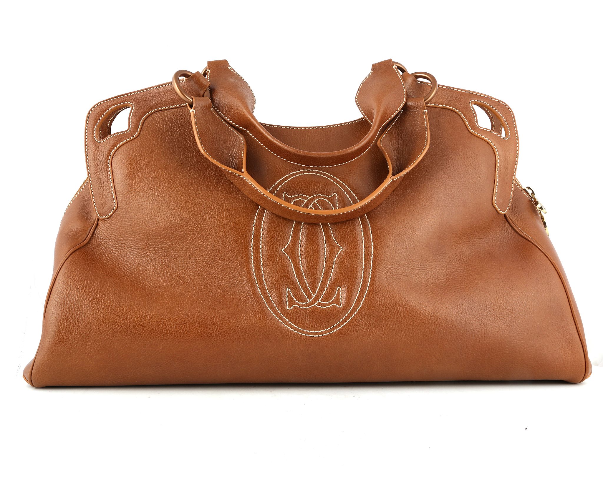 CARTIER MARCELLO DE CARTIER HANDBAG, tan leather with white stitching, 49cm wide, 28cm high, with - Image 12 of 18