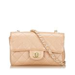 CHANEL PALE METALLIC PINK SMALL SINGLE FLAP HANDBAG, date code for 2000-02, quilted leather with