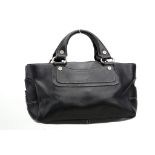 CELINE BOOGIE BAG, black leather with white stitching, 35cm wide, 30cm high, with dust bag