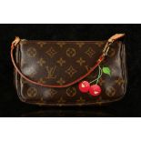 LOUIS VUITTON CERISES POCHETTE, date code for 2005, monogram canvas with leather trim and printed