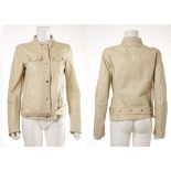 PRADA CREAM LEATHER JACKET, with separate waist belt, labelled size 44 (UK 16) but would fit