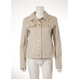 LOUIS VUITTON BEIGE COTTON JACKET, gilt buttons and four front pockets, size 42 (UK 14)