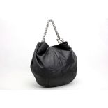 LOEWE HOBO HANDBAG, soft black leather with chunky silver tone strap, 42cm wide, 32cm high, with