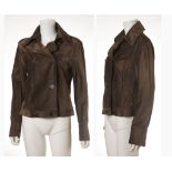 ARMANI JEANS BROWN SUEDE JACKET, double breasted, size UK 14