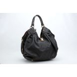 LOUIS VUITTON MAHINA TOTE, date code for 2007, black perforated leather with gilt hardware, 40cm