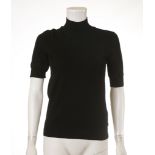 LOUIS VUITTON BLACK WOOL TURTLENECK TOP, short sleeves, size L