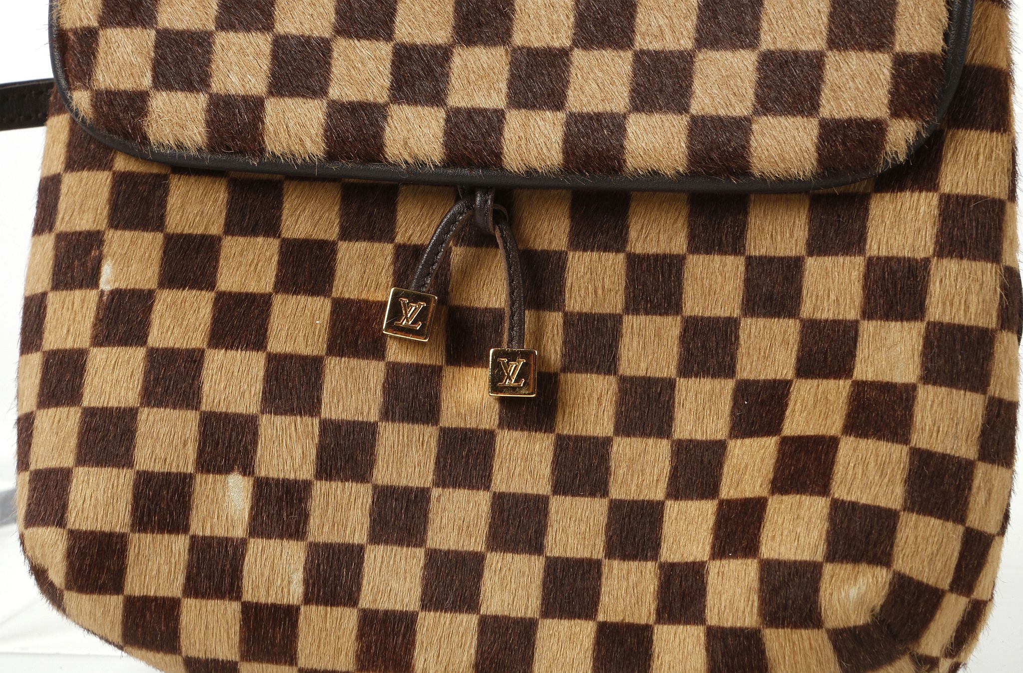 LOUIS VUITTON SAUVAGE GAZELLE MINI HANDBAG, date code for 2001, Damier pony skin and dark leather - Image 4 of 14