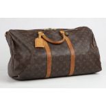 LOUIS VUITTON KEEPALL 50, date code for 1991, monogram canvas with leather trim, 50cm wide, 25cm