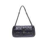 CHANEL ACCORDION HANDBAG, date code for 2005/06, black quilted caviar leather with gun metal