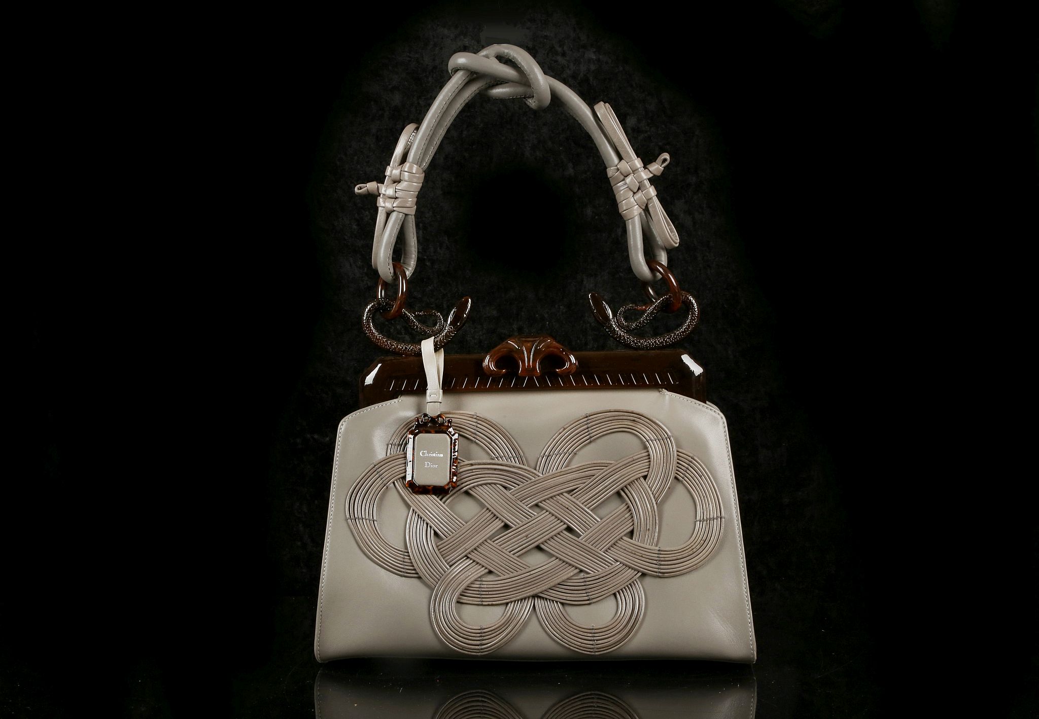 CHRISTIAN DIOR 1947 KNOT SAMOURAI HANDBAG, limited edition and numbered 0531, grey lambskin with