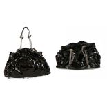 CHRISTIAN DIOR LE TRENTE SHOULDER BAG, black patent cannage lambskin, silvertone hardware with multi