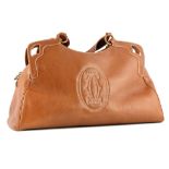 CARTIER MARCELLO DE CARTIER HANDBAG, tan leather with white stitching, 49cm wide, 28cm high, with