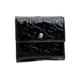 CHRISTIAN DIOR WALLET, impressed black patent leather, 11cm wide 10cm high