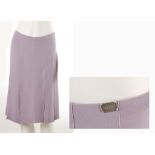 CHANEL LILAC SILK SKIRT, knee length with kick splits, no size stated but 34" hips (UK 10)