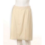 CHANEL CREAM WOOL SKIRT, knee length, no size stated but 38" hips (UK size 14)