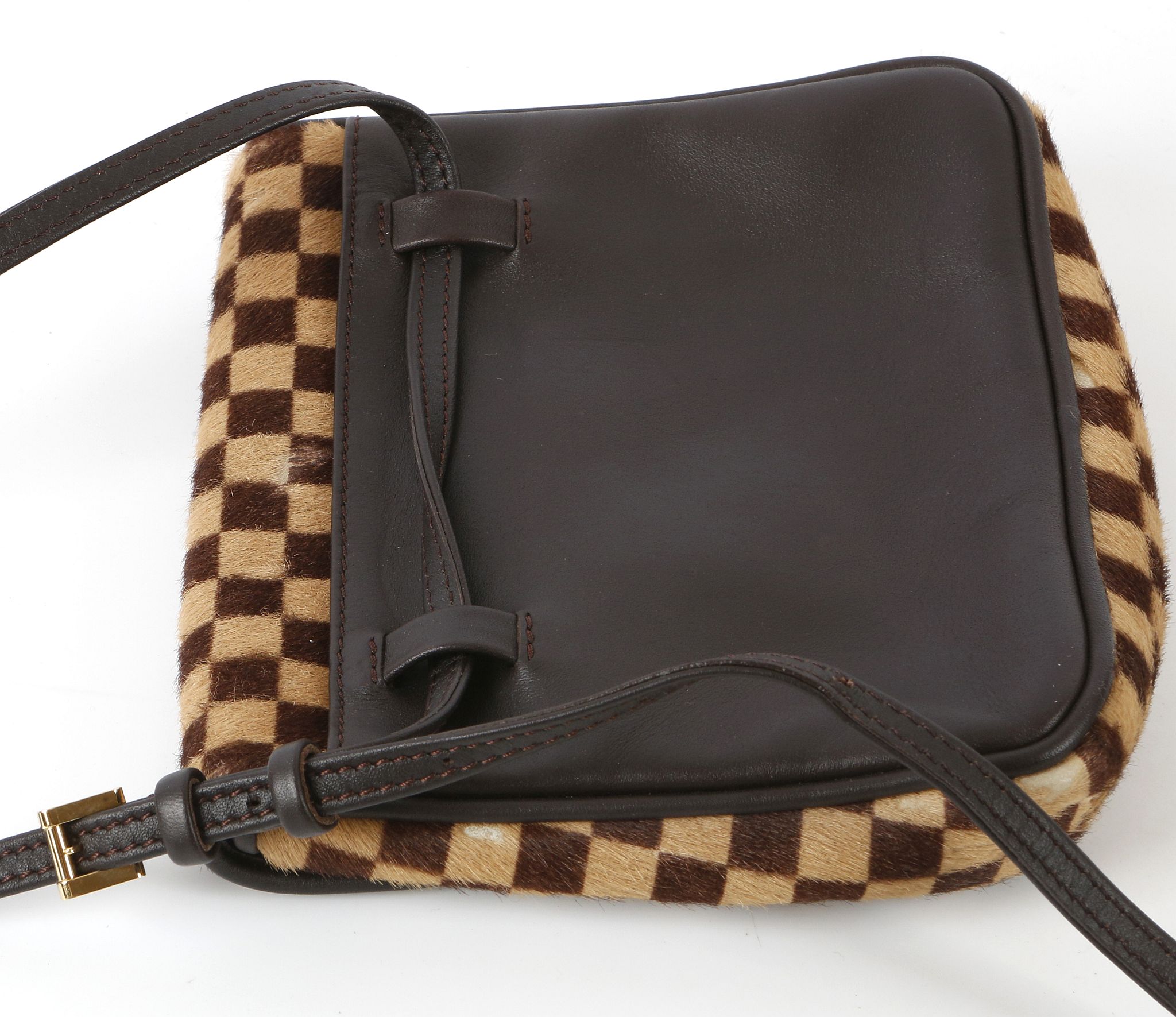 LOUIS VUITTON SAUVAGE GAZELLE MINI HANDBAG, date code for 2001, Damier pony skin and dark leather - Image 7 of 14