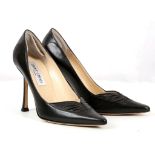 JIMMY CHOO HEELED COURTS, black leather, 10cm high heels, size 36 (UK 4)