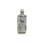 A CHINESE CLOISONNÉ ENAMEL ‘BUDDHIST EMBLEMS’ SNUFF BOTTLE. Qing Dynasty. Decorated on turquoise