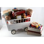 A good and varied collection of children's items, including dressed dolls together with a box of