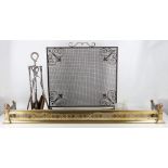 A late 19th / early 20th Century pierced brass fire surround, together with a quantity of brass