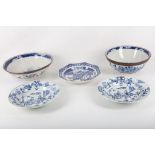 Two early 20th Century Chinese export porcelain bowls in blue and white in floral pattern,