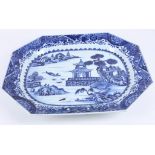An 18th Century Chinese blue and white charger with house in late scenery (A/F).