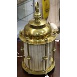 An old brass circular hanging hall lantern, 48cm.