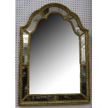 19th Century arch giltwood over-mantle border glass mirror, 106 x 73.5cm.