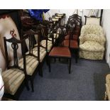 A set of six Hepplewhite style dining chairs, four Edwardian mahogany side chairs, and other