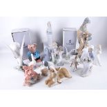 A mixed collection of Lladro, Nao porcelain figural items to include seven (7) items by Lladro,