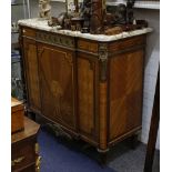 An early 20th Century Louis XVI style, kingwood and marquetry inlaid side cabinet, with variegated