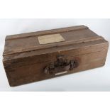 A vintage French pine artisan's case, bears owner label 'Yves Roguet', 59.5 x 32.5 x 19cm high.