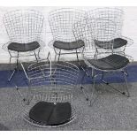 A set of 5 contemporary chrome steel wire chairs, back and seats in 1 piece, supported on tubular