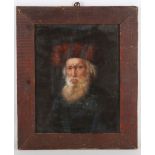 An oil painting portrait of an Ashkenazi Jew, 27.5 x 32.5cm.