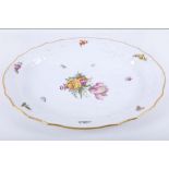 A Royal Copenhagen oval porcelain platter, moulded border and hand painted flowers, 41 x 32cm,
