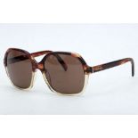 PRADA SUNGLASSES, two tone brown and clear plastic frames