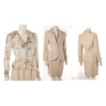 CHRISTIAN DIOR THREE PIECE OUTFIT, comprising a blazer jacket and a knee length skirt in pale pink