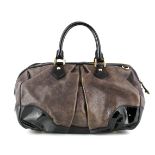 LOUIS VUITTON STEPHEN BOSTON HANDBAG, date code for 2006, embossed monogram leather with black