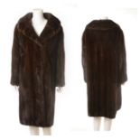 DARK BROWN MINK COAT, 1950s, 3/4 length by Bruce and Michaels (Furriers) ltd, Glasgow, chest 50" (