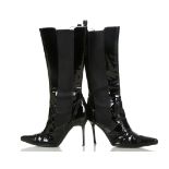 DOLCE AND GABBANA  HEELED BOOTS, black patent leather with 10cm high stiletto heel, size 37 (UK size