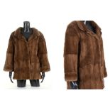 SHEARED FUR SHORT JACKET, bracelet sleeves, magnetic collar, recently re-lined, 40" (100cm) chest,