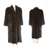 DARK BROWN MINK LONG COAT, bracelet sleeves, by Frouchtman, Barcelona, chest 40" (102cm), 112cm long